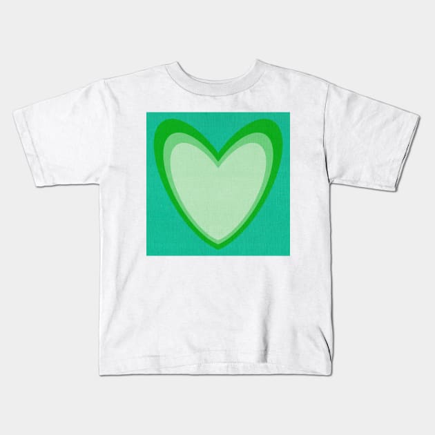 Linen textured heart green Kids T-Shirt by Kimmygowland